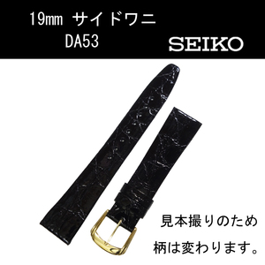 セイコー サイドワニ DA53 19mm 黒 時計ベルト バンド 切身 新品未使用正規品 送料無料