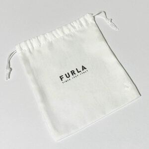 フルラ「FURLA」 小物用保存袋（4492）正規品 付属品 内袋 布袋 巾着袋 13×17cm ホワイト 布製 ナイロン生地 巾着ポーチ