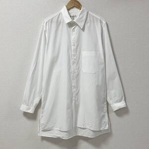 Yohji Yamamoto Pour Homme アシンメトリー カラー ロング丈 長袖 シャツ 無地 ホワイト 白 ヨウジヤマモトプールオム archive 4080088