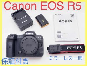 2023年2月購入、保証残有 Canon EOS R5 、付属品完備/取扱説明書 Canon EOS R5 ミラーレス一眼レフカメラ ☆754【2023年8月までの保証】