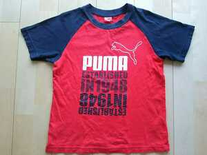 puma プーマ◇半袖 ラグランTシャツ/赤×黒/140