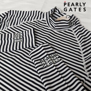 ★新品正規品 PEARLYGATES/パーリーゲイツ BEATRIX PLUSボーダー柄 ハイネックカットソー size4(M)