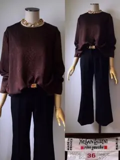 80s YVES SAINT LAURENT Python Blouse シルク