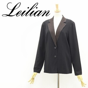 美品◆Leilian レリアン Botto Giuseppe 衿切替 2釦 ジャケット ダークブラウン×ブラウン 7