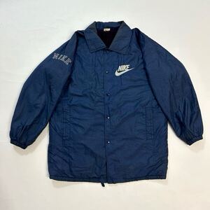 90s NIKE 裏ボア ナイロン シェル コーチジャケット 銀タグ 刺繍ロゴ ビンテージ 90年代 ナイキ スウォッシュ / 00s Y2K ボア ベンチコート