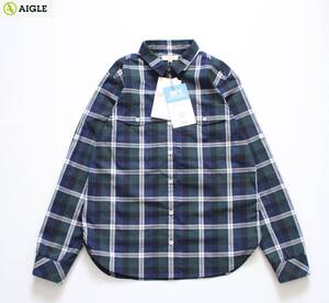 未使用【 AIGLE エーグル 】タータンチェック DFT ロールアップ スリーブ シャツ Ｍ/レディース ZCF011A 定価¥11,000 長袖 速乾 7分袖