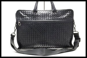 新タグ希少美中古■BOTTEGA VENETA イントレチャート レザー 2way ビジネスバッグ ブリーフケース ボッテガヴェネタ■1010bc231-3M