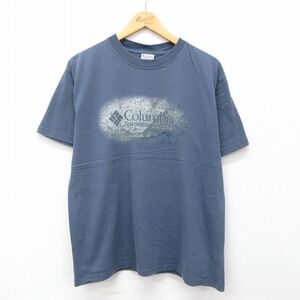 【30%OFF】L/古着 コロンビア 半袖 ビンテージ Tシャツ メンズ 00s ビッグロゴ コットン クルーネック 紺 ネイビー 24jul29 中古 3OF