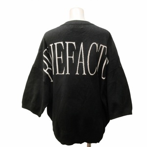 アズールバイマウジー BENEFACTOR LOOSE KNIT ニット セーター ジャカード ビッグシルエット コットン混 黒 ブラック F ■GY06