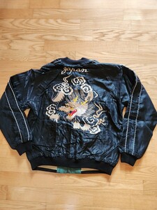 　送料込★テーラー東洋　TT15390 1950s Acetate Souvenir Jacket アセテート　スーベニアジャケット　WHITE DRAGON ×LANDSCAPE 黒　L