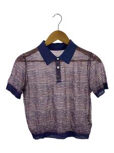 maturely◆Rame Open Work Polo Shirt/0/レーヨン/PUP/ボーダー/TP61-FF26