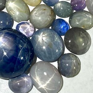 ●天然スターサファイア23点おまとめ50ct●j ルース 裸石 宝石 star sapphire jewelry ジュエリー