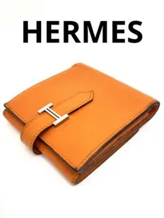 HERMES エルメス ベアン　二つ折り財布 オレンジ 財布（282_180）