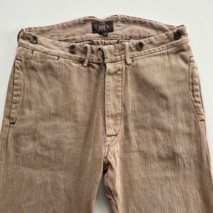 【傑作】RRL “Cotton Linen Buckle Back Trouser” 32 リネン ワーク パンツ ヘリンボーン フレンチ フランス Ralph Lauren ヴィンテージ