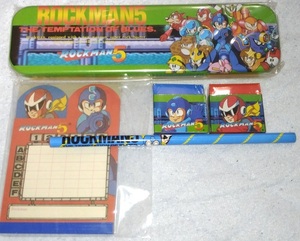 ロックマン5 ブルースの罠 文具 文房具 缶ペンケース☆メモ帳☆消しゴム☆鉛筆☆ロックマン☆ブルース☆MEGAMAN☆CAPCOM