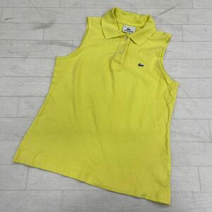 1443◎ LACOSTE ラコステ トップス ポロ シャツ ノースリーブ ハーフボタン ワンポイント ロゴ イエロー レディース40