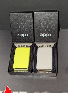 ZIPPO マットイエローとグロスホワイト ジッポー ２個セット 