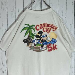 Disney CRUISE LINE ディズニー クルーズライン ミッキーマウス ヘビーウェイト 両面プリント 半袖 Tシャツ XXL オフホワイト 20202923