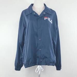 AS0470 美品 FILA フィラ メンズ アウター カジュアルウェア ウィンドジャケット ステンカラー フリーサイズ ネイビー 紺 ロゴプリント