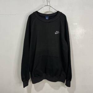 送料無料☆希少☆80s☆NIKE☆ワンポイントロゴ刺繍スウェット☆紺タグ☆ブラック☆XL