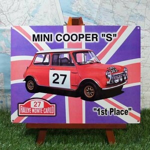 新品★インテリア雑貨★【ブリキ看板】Mini Cooper S／ミニ・クーパーS　ラリー・モンテカルロ