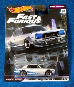 【ミニカー】HotWheels FAST&FURIOUS FASTREWIND Nissan Skyline HT 2000GT-X ホットウィール 日産スカイライン ハコスカ ワイルドスピード