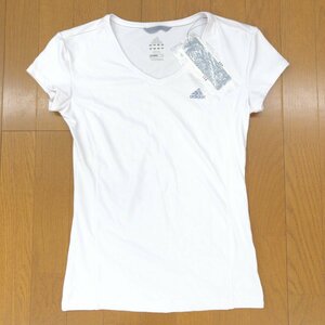 新品 adidas アディダス 定価3,900円+税 吸水速乾 ドライ オープンネック ストレッチ Tシャツ L 白 カットソー トレーニング 未使用