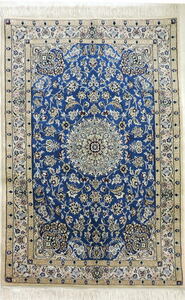 ペルシャ絨毯 カーペット 高品質ウール 手織り 高級 ペルシャ絨毯の本場 イラン ナイン産 中型サイズ 152cm×103cm 本物保証 直輸入