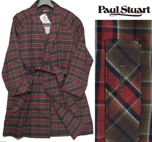 【新品・秋冬】定価2.75万 ポールスチュアート PAUL STUART《ソフトで暖か》コットンフラノ 高級 ガウン コート M 日本製 ラウンジウェア