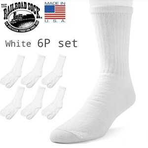 新品未使用 レイルロード ソックス MADE IN USA 白 6足セット メンズ 靴下 Railroad Sock ホワイト