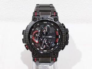 【56211】1円～ 良好 CASIO カシオ G-SHOCK MT-G MTG-B1000 クロノグラフ 時計 ブラック×レッド タフソーラー 稼働品 余りコマ 箱付き