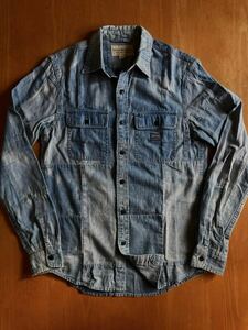 ラルフローレン パッチワークデニムシャツ S 傑作 RRL（ ビンテージジャケット Denim & Supply