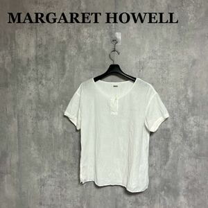 MARGARET HOWELL リネン ノーカラー トップス Tシャツ カットソー マーガレットハウエル