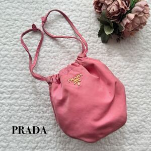 PRADA プラダ ミニ巾着 ミニポーチ ロゴ テスート ナイロン 小物入れ 化粧ポーチ コスメポーチ レディース バッグ ピンク