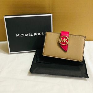 yt3022【60】//MICHAEL KORS★マイケルコース　Acordian　アコーディオン　レザー　ブラウン　カードケース　箱付き　美品