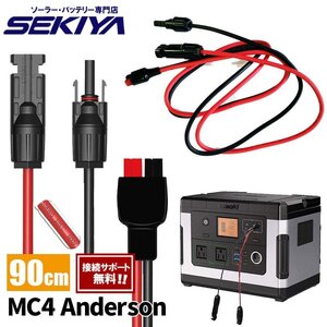 MC4 ソーラーケーブル to アンダーソン コネクタ 10AWG 90cm 定格 30A ピーク 45A ソーラーパネル ポータブル電源 接続用 SEKIYA