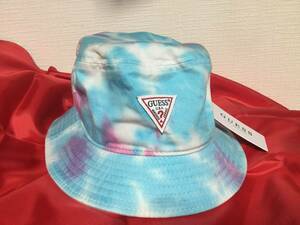 ◆ ゲス GUESS Cttn Twill Tie-Dyeing Bucket Hat ハット　ブルーレインボー　58㎝未使用品