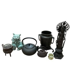 ★おまとめ1円スタート★骨董品 鉄瓶 急須 南部鉄器 鉄器 茶道具 工芸品 茶器 花瓶 観音様 仏様 