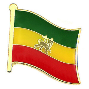 ピンバッジ◆エチオピア 国旗デラックス薄型キャッチ付き ユダヤの獅子 ラスタカラー 帝政 ピンズ ETHIOPIA FLAG JUDAH-LION