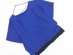 ネコポスOK INDIVI インディヴィ 大きいサイズ シフォン フェイクレイヤード ブラウス シャツ size42/青 ■◆ ☆ egb2 レディース