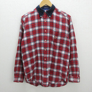 X★90s・古着 トミーヒルフィガー/TOMMY HILFIGER チェック柄 長袖ライトネルシャツ【XL】赤MENS/50【中古】■