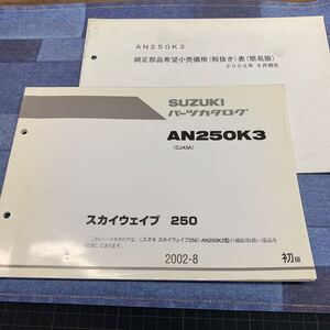 ■ 送料無料 ■ パーツカタログ スズキ SUZUKI スカイウエィブ 250　AN250K3 1版 初版　2002-8 ■