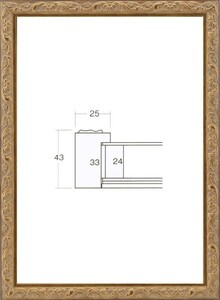 OA額縁 ポスターパネル 樹脂製フレーム BOXタイプ アクリル仕様 8201 A3サイズ アンティークゴールド