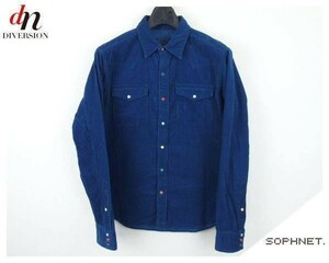 13AW 13FW SOPHNET. ソフネット SOPH ソフ INDIGO CORDUROY WESTERN SHIRT (DAMAGED) 長袖 インディゴ コーデュロイ ウエスタンシャツ S