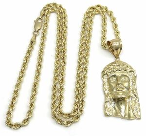 10K yellow gold Jesus pendant rope chain ロープチェーン ジーザス ゴールドチェーン ネックレス 喜平 10金 icebox trax avalanche