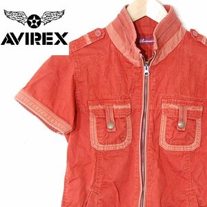 アヴィレックス AVIREX■半袖コットンジップジャケット■M■レッド系 ※NK3d28332