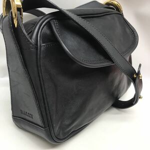 【美品】BALLY バリー　メンズ　レディース　男女兼用　レザー 本革　ショルダー バッグ　黒　ブラック ゴールド金具　肩掛け 斜め掛け