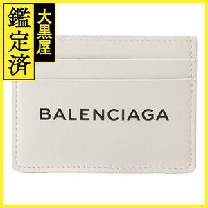 BALENCIAGA バレンシアガ 490620 名刺入れ パスケース ロゴ ホワイト カードケース レザー レディース 【434】