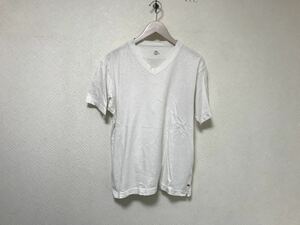 本物ヨンジュウゴアールピーエム45rpmコットン無地スラブVネック半袖TシャツメンズアメカジサーフビジネススーツL日本製白ホワイト3