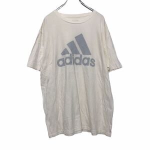 adidas 半袖 プリントTシャツ XL ホワイト ライトグレー アディダス ロゴ 古着卸 アメリカ仕入 a508-5746